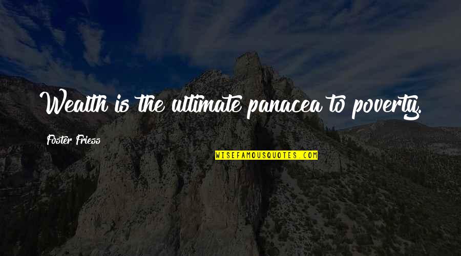 Mendrisio Architettura Quotes By Foster Friess: Wealth is the ultimate panacea to poverty.