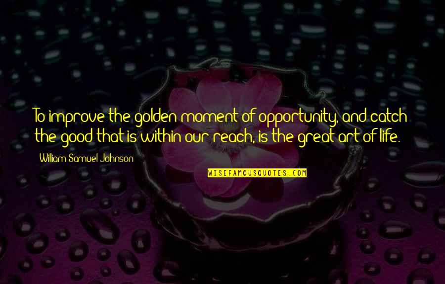 Merchain Catering Quotes By William Samuel Johnson: To improve the golden moment of opportunity, and