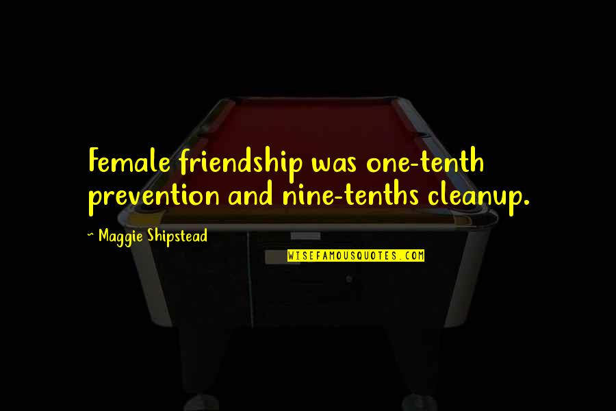 Messaline Dans Quotes By Maggie Shipstead: Female friendship was one-tenth prevention and nine-tenths cleanup.