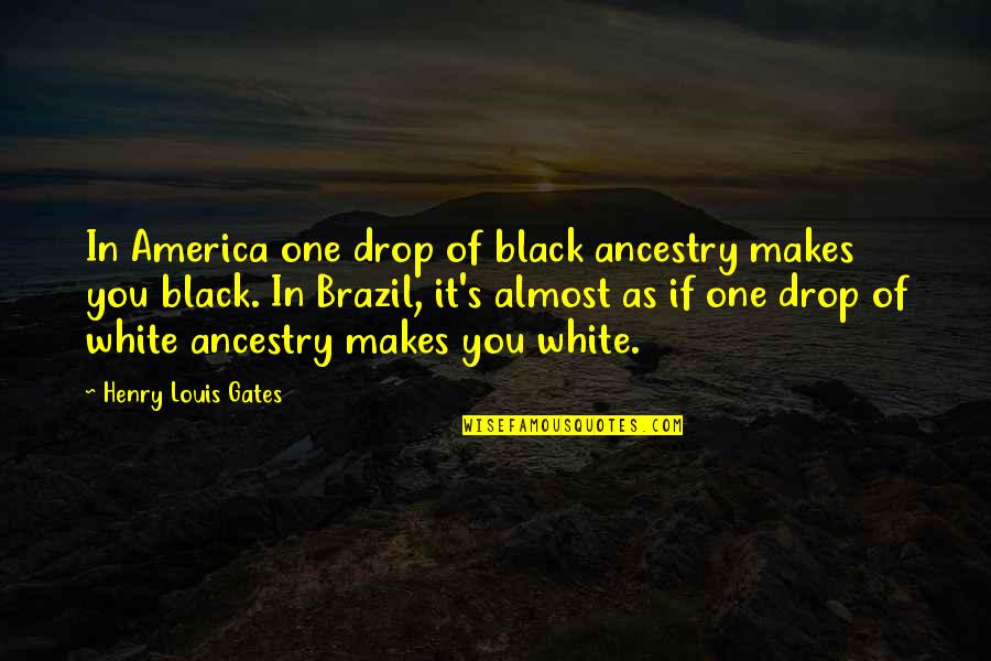 Metrical Romance Quotes By Henry Louis Gates: In America one drop of black ancestry makes