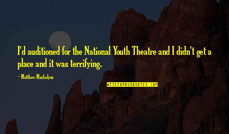 Michelin Sterren Nederland Quotes By Matthew Macfadyen: I'd auditioned for the National Youth Theatre and