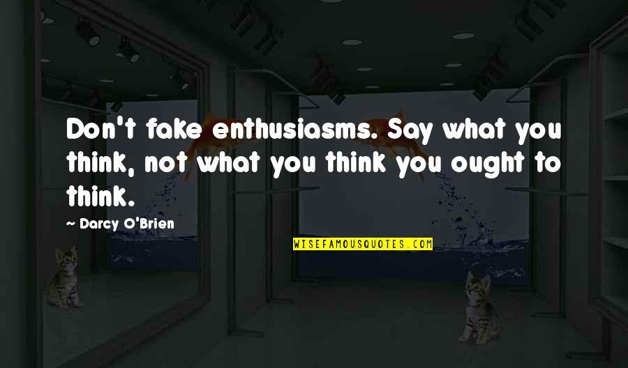 Mika Hakkinen Funny Quotes By Darcy O'Brien: Don't fake enthusiasms. Say what you think, not