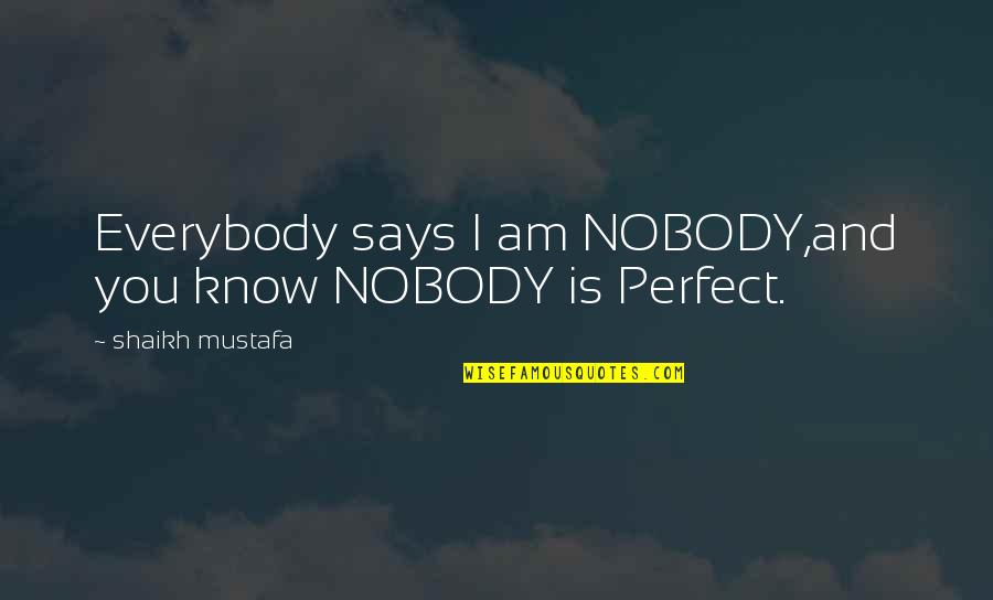 Mikolichek Quotes By Shaikh Mustafa: Everybody says I am NOBODY,and you know NOBODY