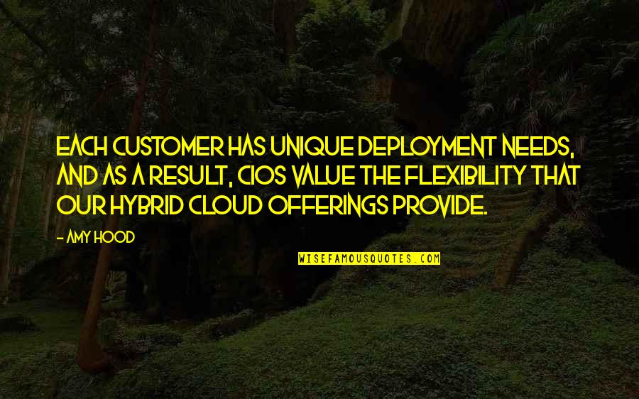 Military Deployments Quotes By Amy Hood: Each customer has unique deployment needs, and as