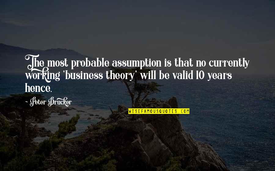 Millian's Quotes By Peter Drucker: The most probable assumption is that no currently