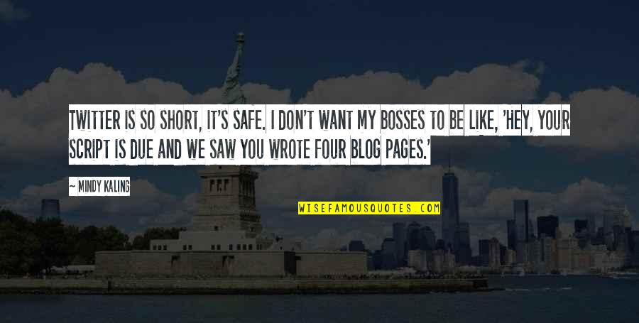 Mindy's Quotes By Mindy Kaling: Twitter is so short, it's safe. I don't