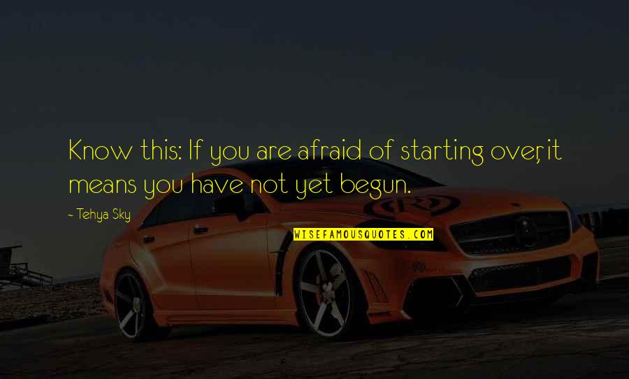 Minekos Night Quotes By Tehya Sky: Know this: If you are afraid of starting