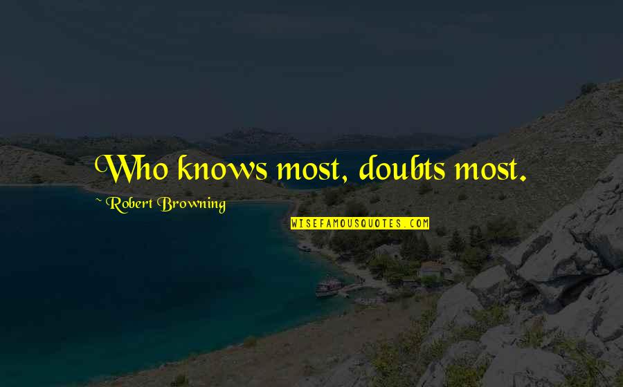 Minimisation In Statistics Quotes By Robert Browning: Who knows most, doubts most.