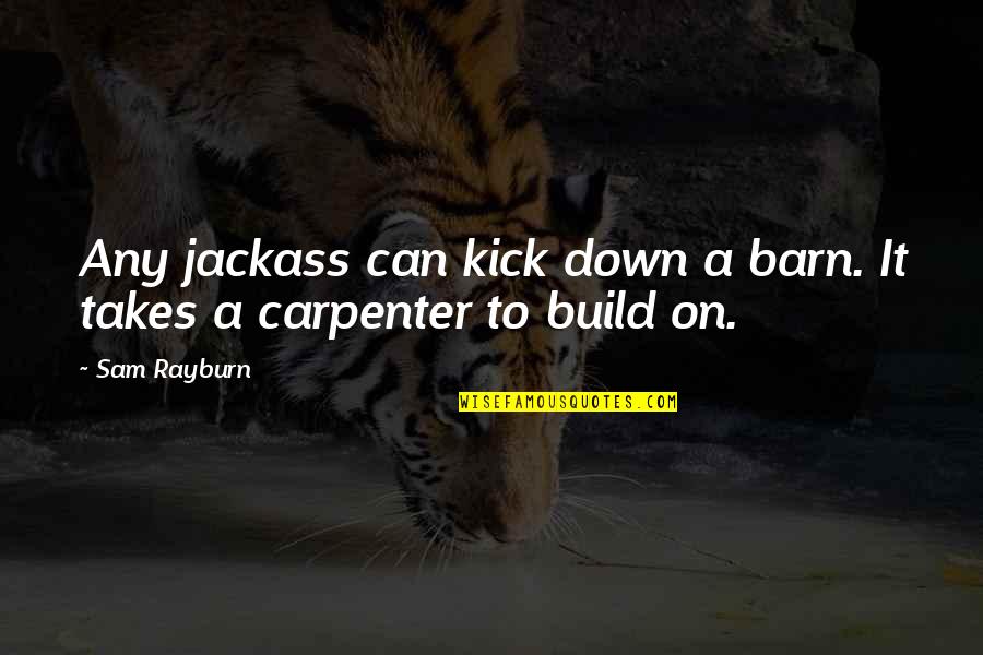 Mirandas Ruckersville Quotes By Sam Rayburn: Any jackass can kick down a barn. It