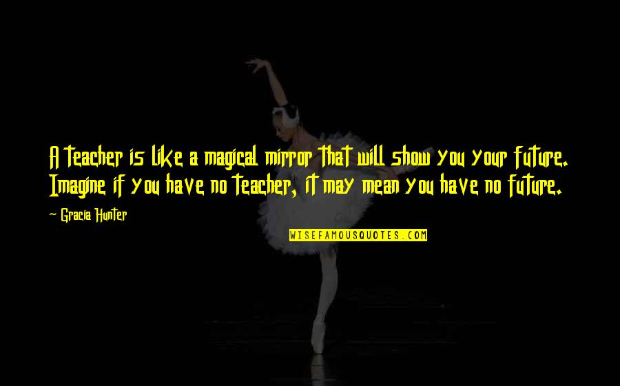 Mirror Inspirational Quotes By Gracia Hunter: A teacher is like a magical mirror that