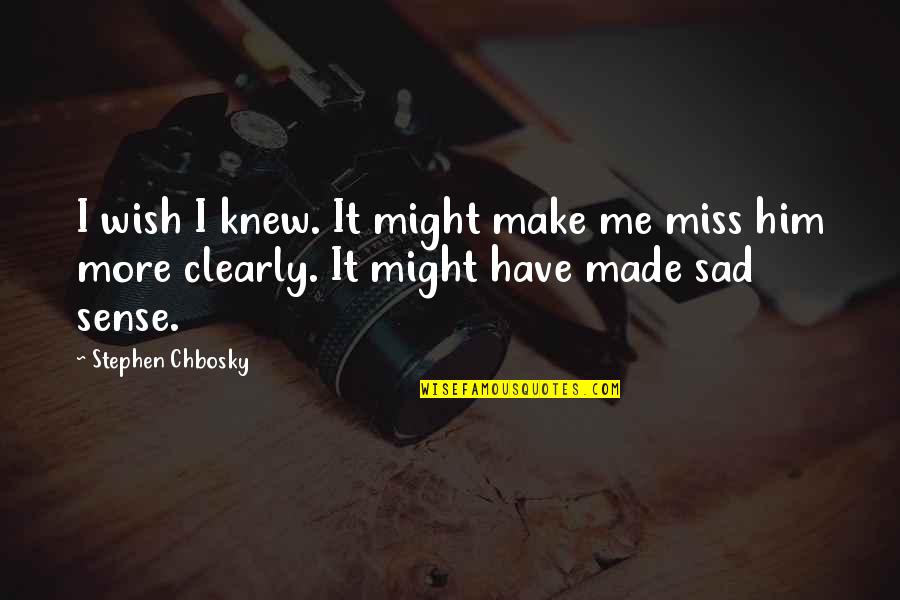 Miss U Both Of You Quotes By Stephen Chbosky: I wish I knew. It might make me