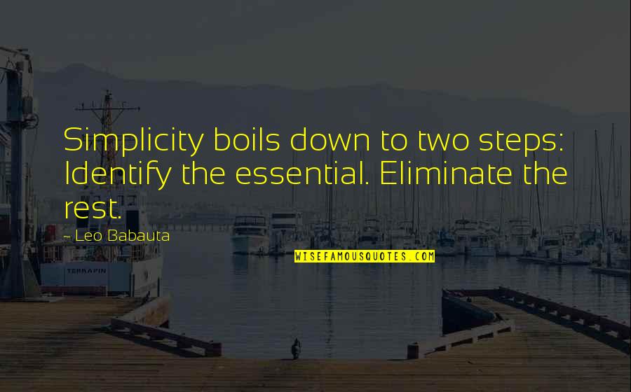 Mojarra En Quotes By Leo Babauta: Simplicity boils down to two steps: Identify the