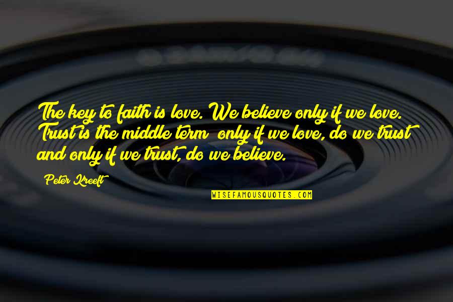 Moreton And Company Quotes By Peter Kreeft: The key to faith is love. We believe