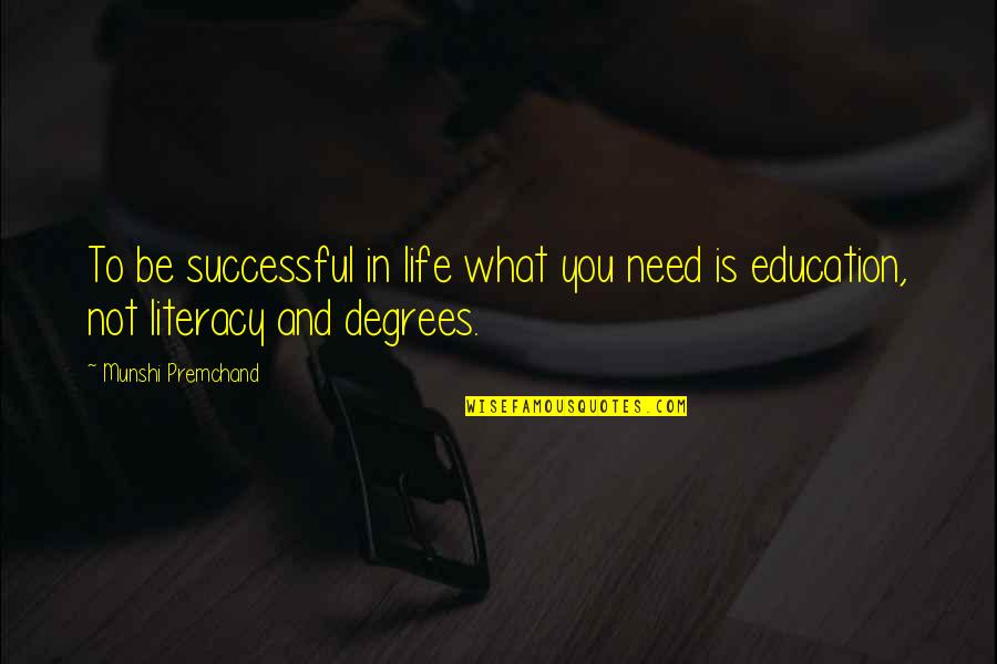 Morihiro Saito Quotes By Munshi Premchand: To be successful in life what you need