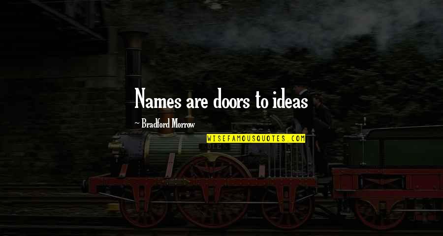 Morrow's Quotes By Bradford Morrow: Names are doors to ideas