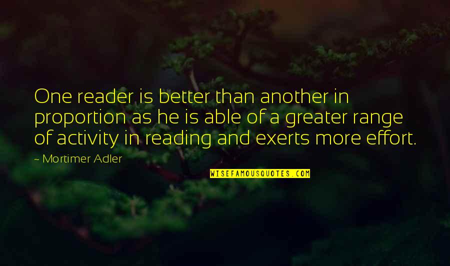 Mortimer Adler Quotes By Mortimer Adler: One reader is better than another in proportion
