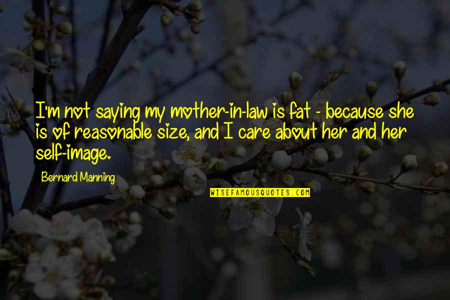 Mother S Care Quotes By Bernard Manning: I'm not saying my mother-in-law is fat -