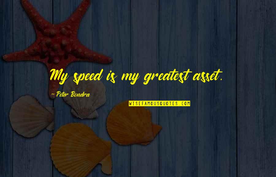 Motivational Controversy Quotes By Peter Bondra: My speed is my greatest asset.