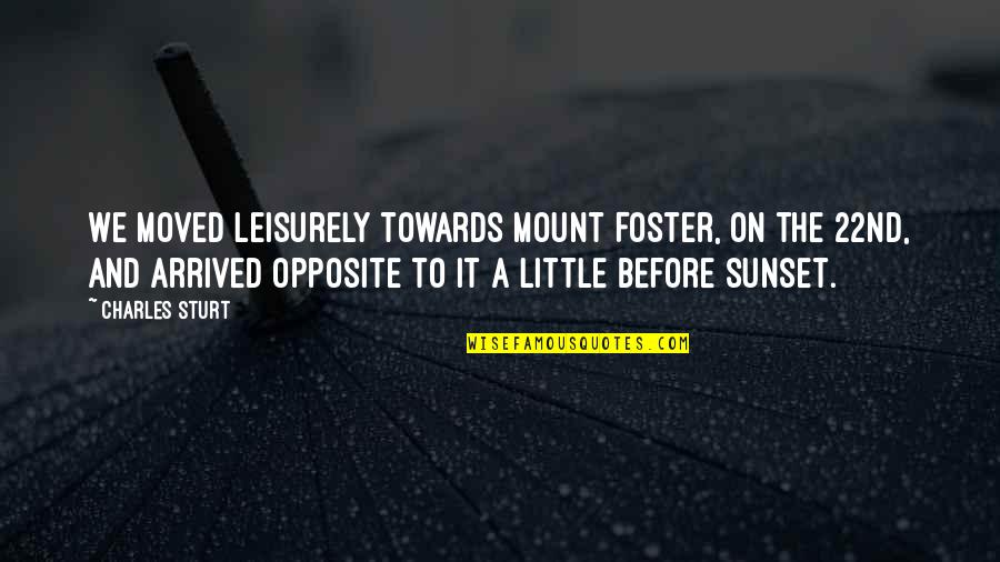 Moved On Quotes By Charles Sturt: We moved leisurely towards Mount Foster, on the