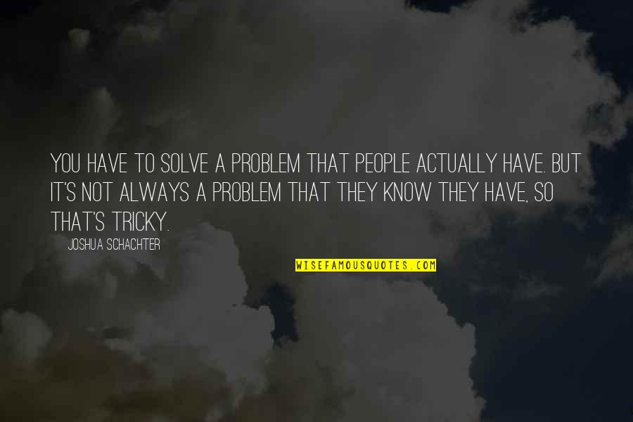 Mrs Schachter Quotes By Joshua Schachter: You have to solve a problem that people