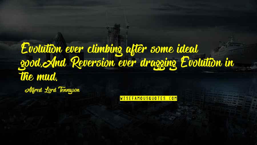 Mud Out Quotes By Alfred Lord Tennyson: Evolution ever climbing after some ideal good,And Reversion