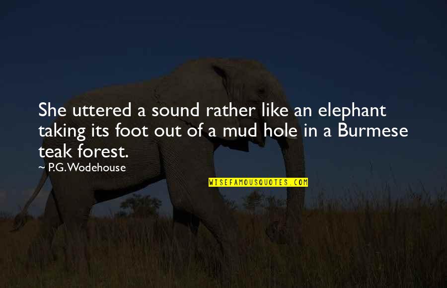 Mud Out Quotes By P.G. Wodehouse: She uttered a sound rather like an elephant