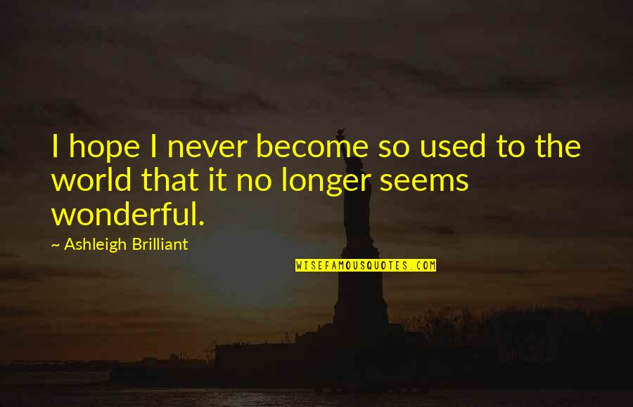 Muhanad Mohammed Quotes By Ashleigh Brilliant: I hope I never become so used to