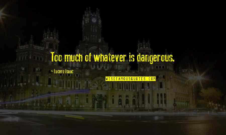 Mujibur Letterman Quotes By Lucero Isaac: Too much of whatever is dangerous.