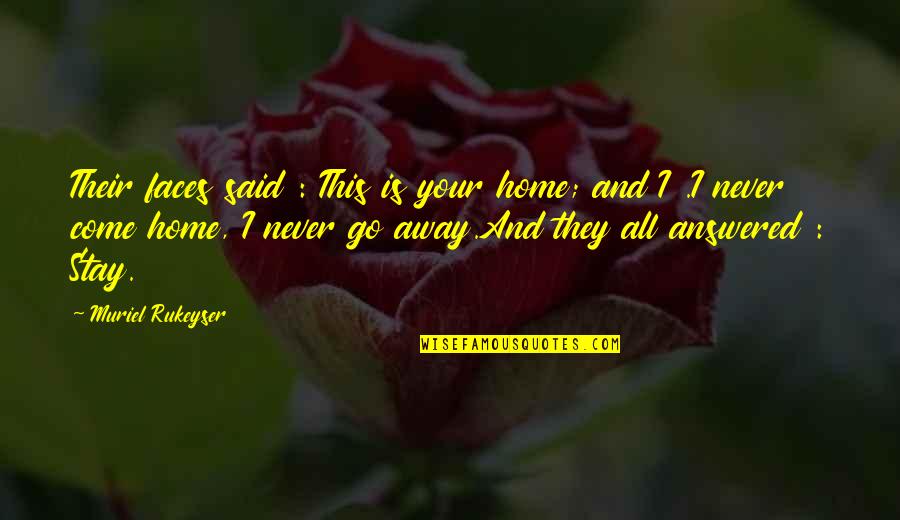 Muriel Quotes By Muriel Rukeyser: Their faces said : This is your home;