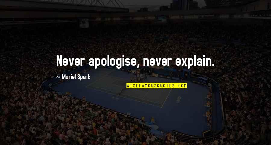 Muriel Quotes By Muriel Spark: Never apologise, never explain.