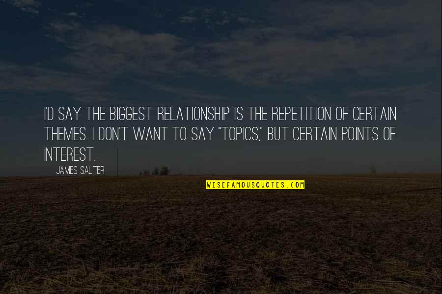 Music By Plato Quotes By James Salter: I'd say the biggest relationship is the repetition