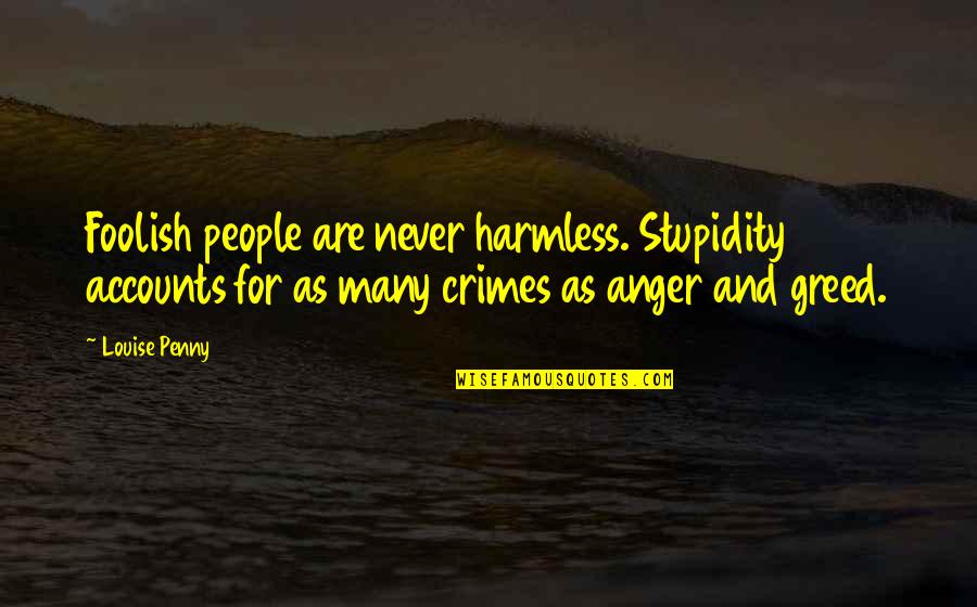 Musical Wisdom Quotes By Louise Penny: Foolish people are never harmless. Stupidity accounts for