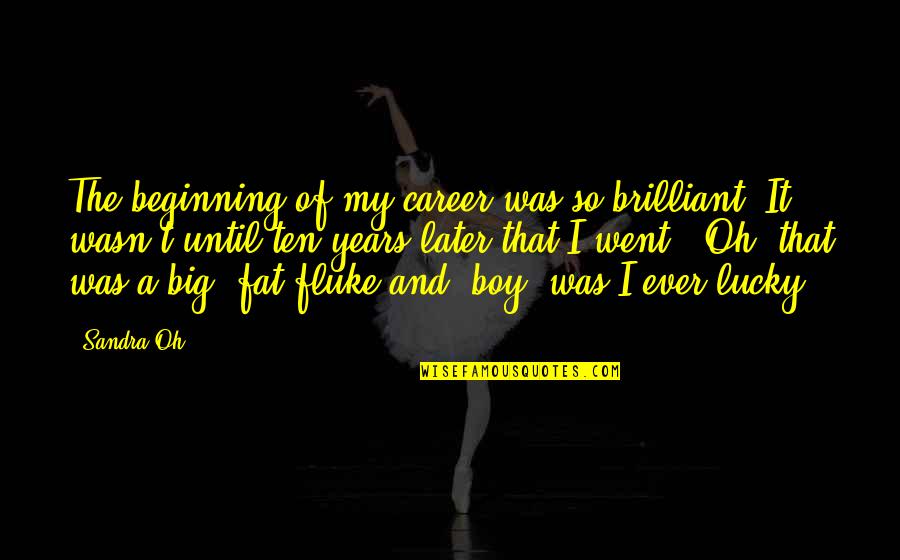 My Big Boy Quotes By Sandra Oh: The beginning of my career was so brilliant.