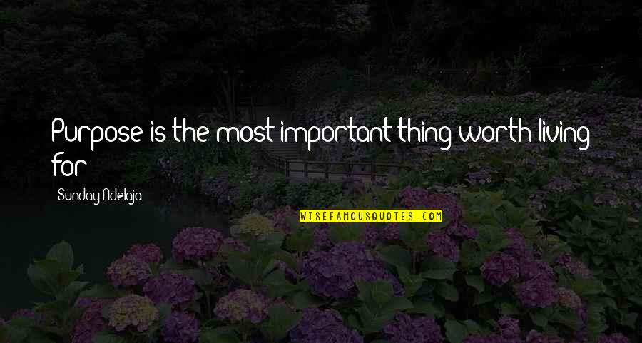 My Destiny Love Quotes By Sunday Adelaja: Purpose is the most important thing worth living