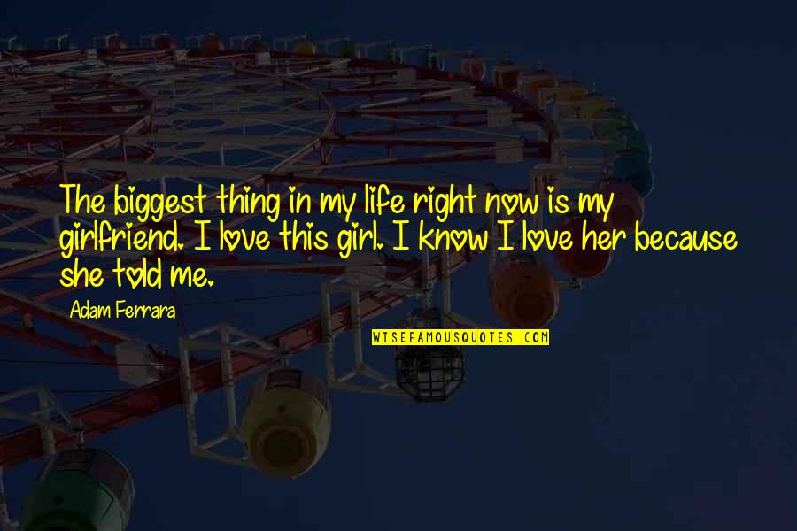 My Girlfriend Quotes By Adam Ferrara: The biggest thing in my life right now