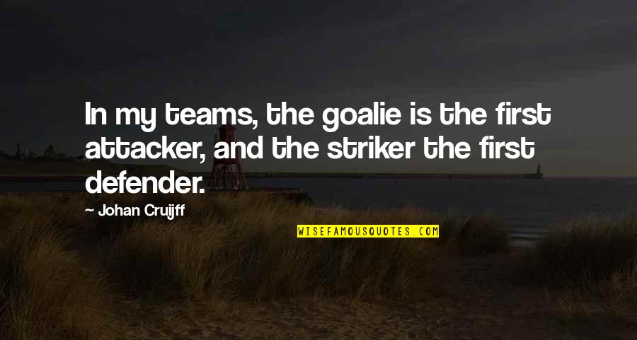 My Goalie Quotes By Johan Cruijff: In my teams, the goalie is the first