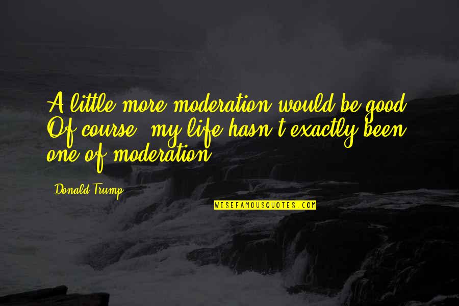 My Little Life Quotes By Donald Trump: A little more moderation would be good. Of