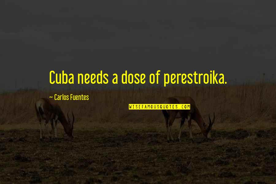 My Perestroika Quotes By Carlos Fuentes: Cuba needs a dose of perestroika.