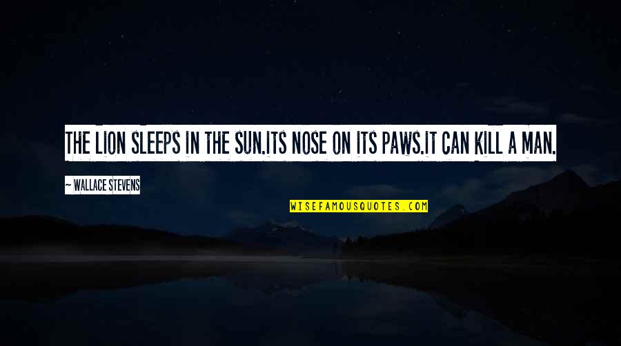 Nacktes 12 Quotes By Wallace Stevens: The lion sleeps in the sun.its nose on