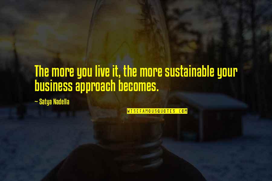 Nadella Satya Quotes By Satya Nadella: The more you live it, the more sustainable