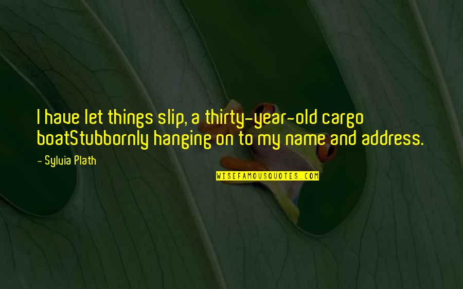 Name My Boat Quotes By Sylvia Plath: I have let things slip, a thirty-year~old cargo