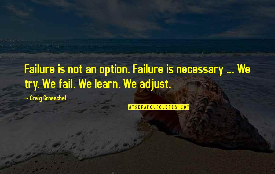 Narcolepsy Funny Quotes By Craig Groeschel: Failure is not an option. Failure is necessary