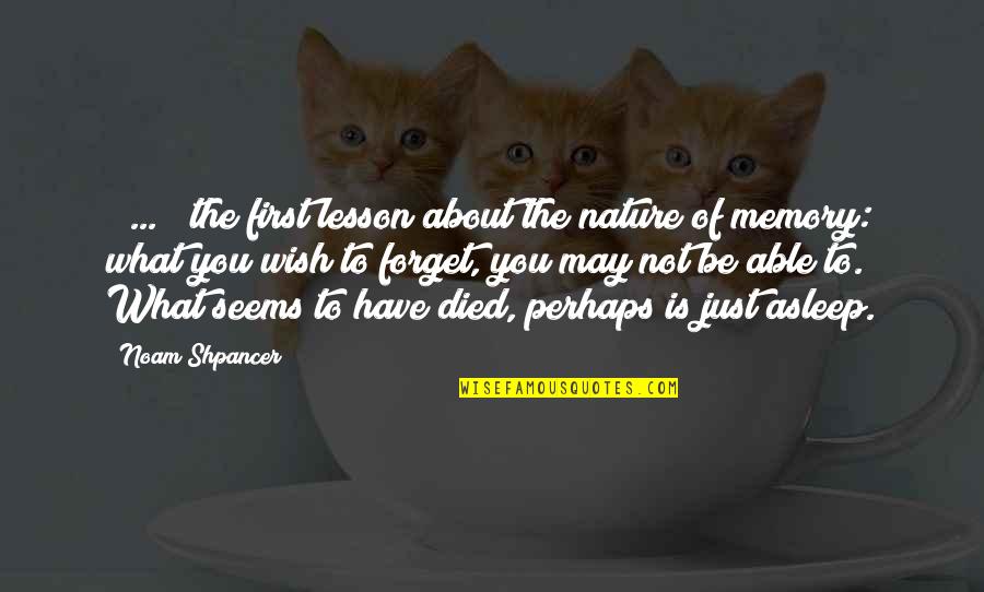 Nature Of Memory Quotes By Noam Shpancer: [ ... ] the first lesson about the