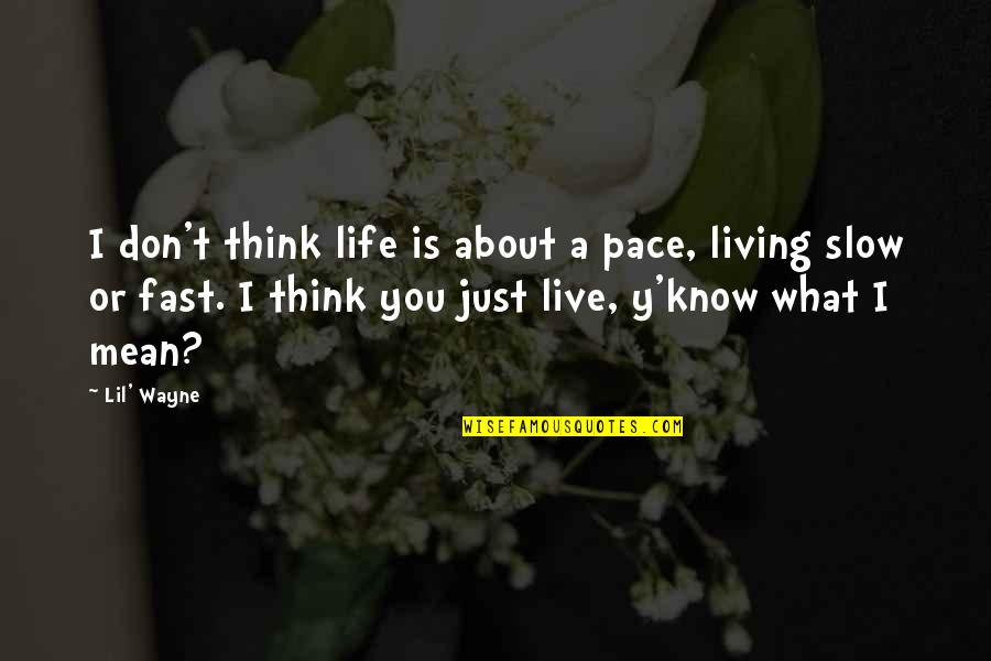 Nauki Socjologiczne Quotes By Lil' Wayne: I don't think life is about a pace,