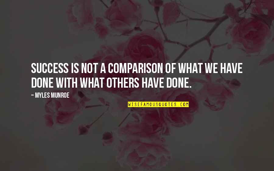 Navodika Quotes By Myles Munroe: Success is not a comparison of what we