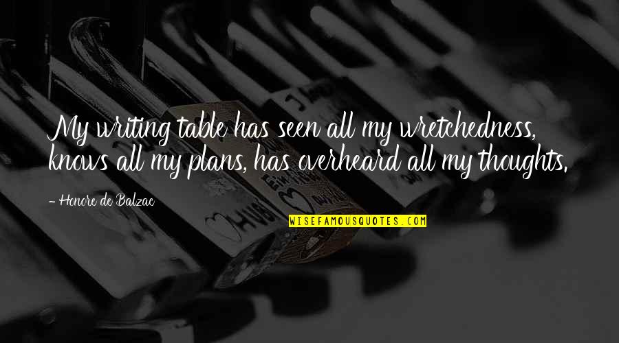 Nebesa Film Quotes By Honore De Balzac: My writing table has seen all my wretchedness,