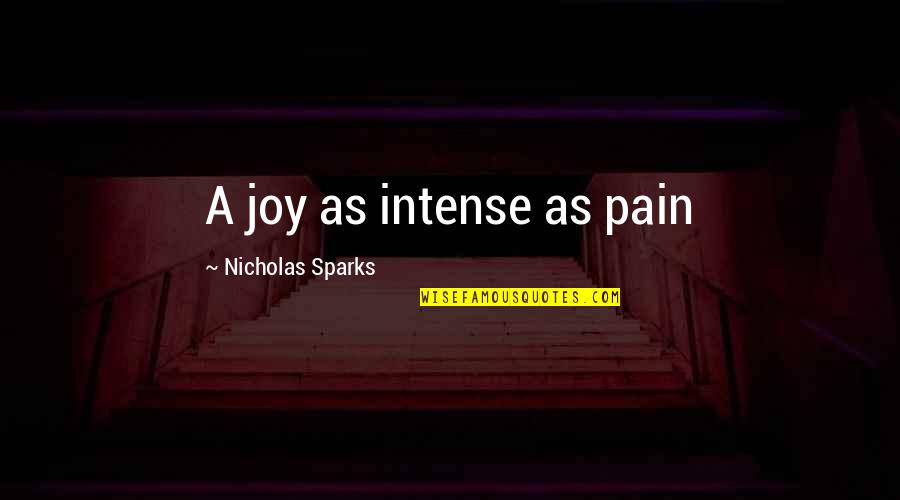 Necesario Mantener Quotes By Nicholas Sparks: A joy as intense as pain