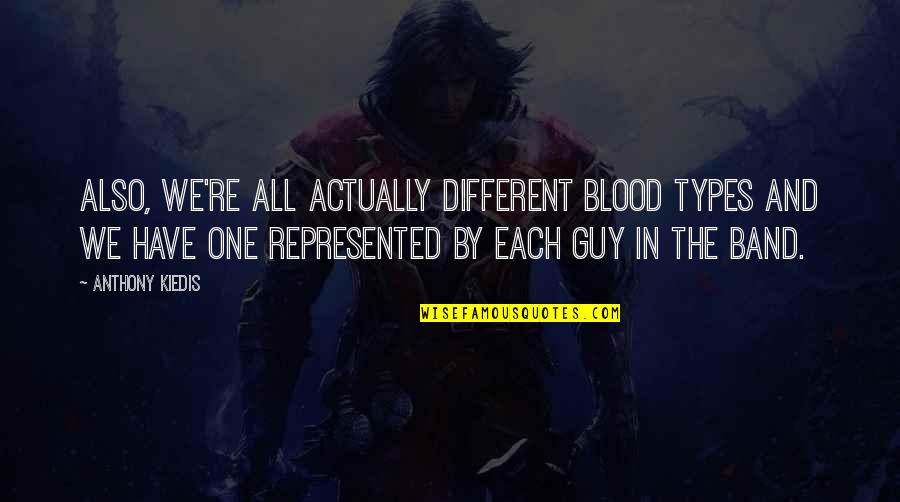 Neprekidno Stucanje Quotes By Anthony Kiedis: Also, we're all actually different blood types and