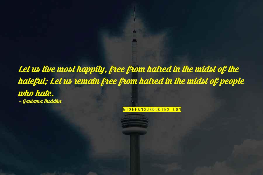 Neukum Volleyball Quotes By Gautama Buddha: Let us live most happily, free from hatred