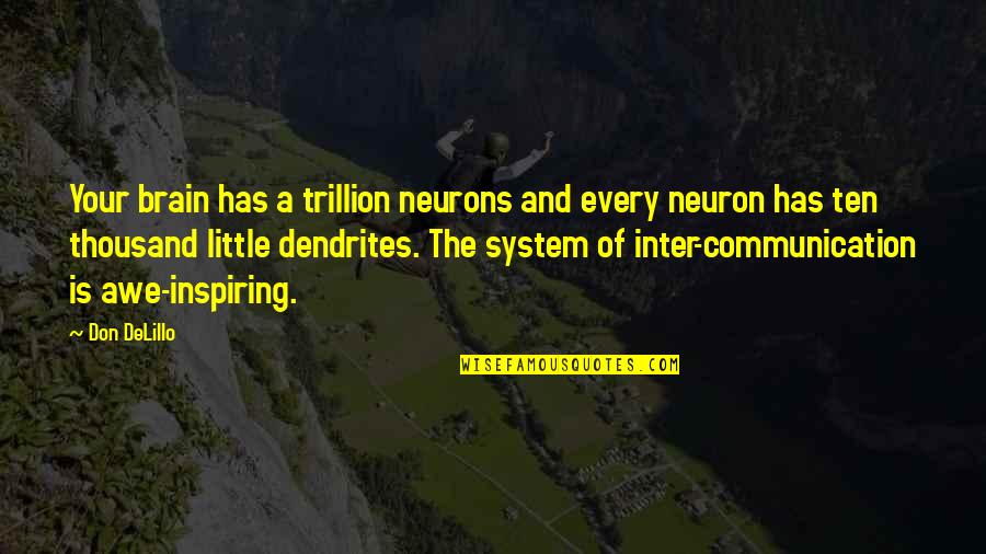 Neurons Quotes By Don DeLillo: Your brain has a trillion neurons and every